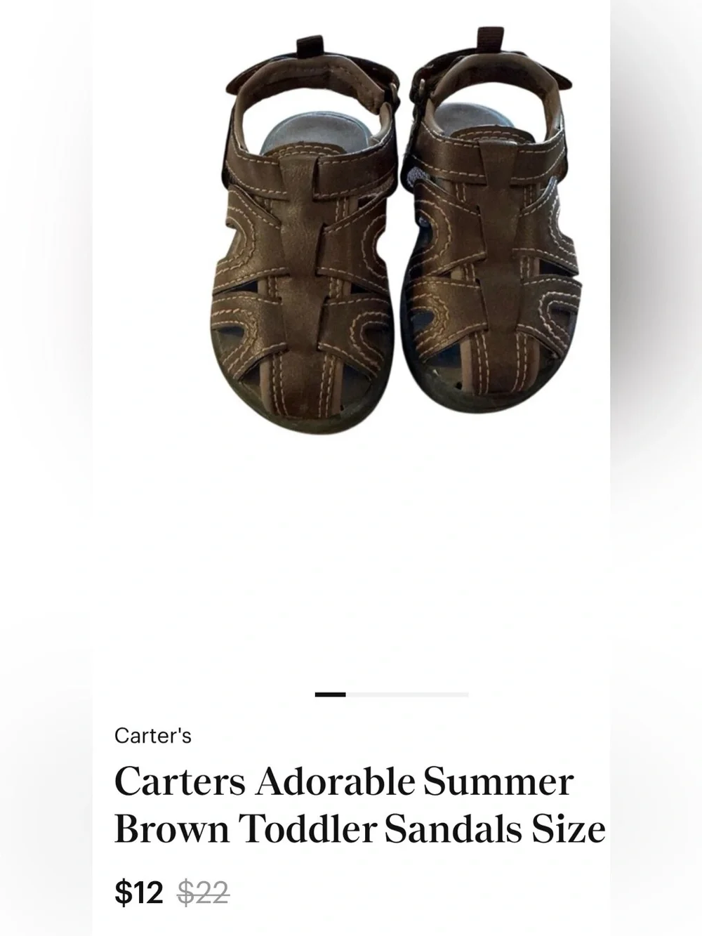 💙 Carter’s brown Strappy shoes w adj Velcro strap size 8 Great for wide feet 👣